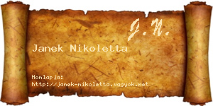 Janek Nikoletta névjegykártya